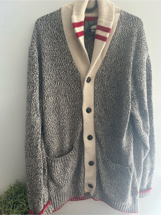 Roots Sweaters - Roots Canada Women's Sweater Size XL Long Cardigan Collar Button-Up Grey
